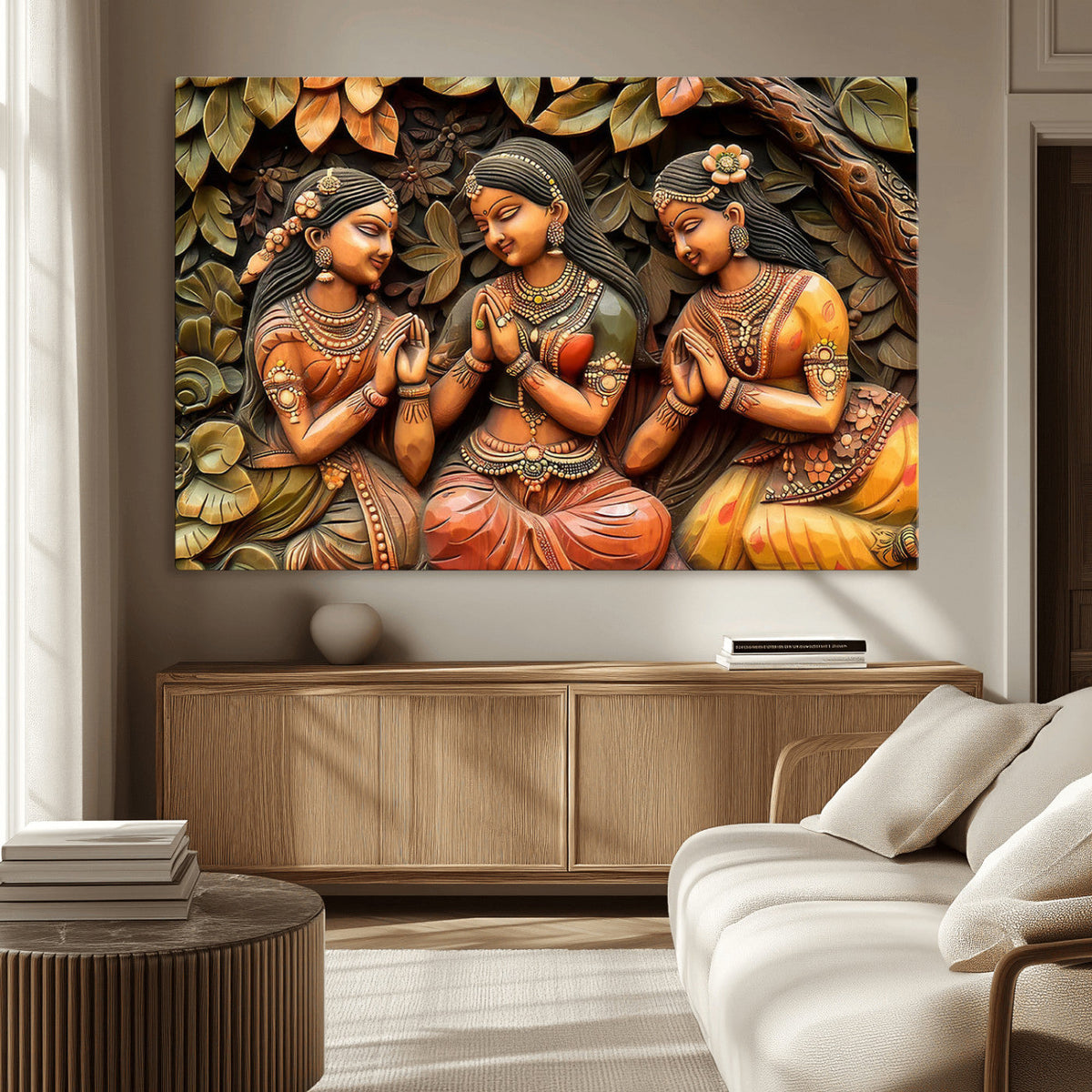 Indian Woman Statue Wall Art Canvas Print