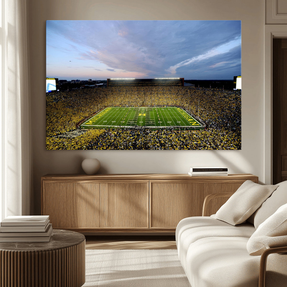 Michigan Stadium Wall Art Canvas Print, Vibrant Game Day