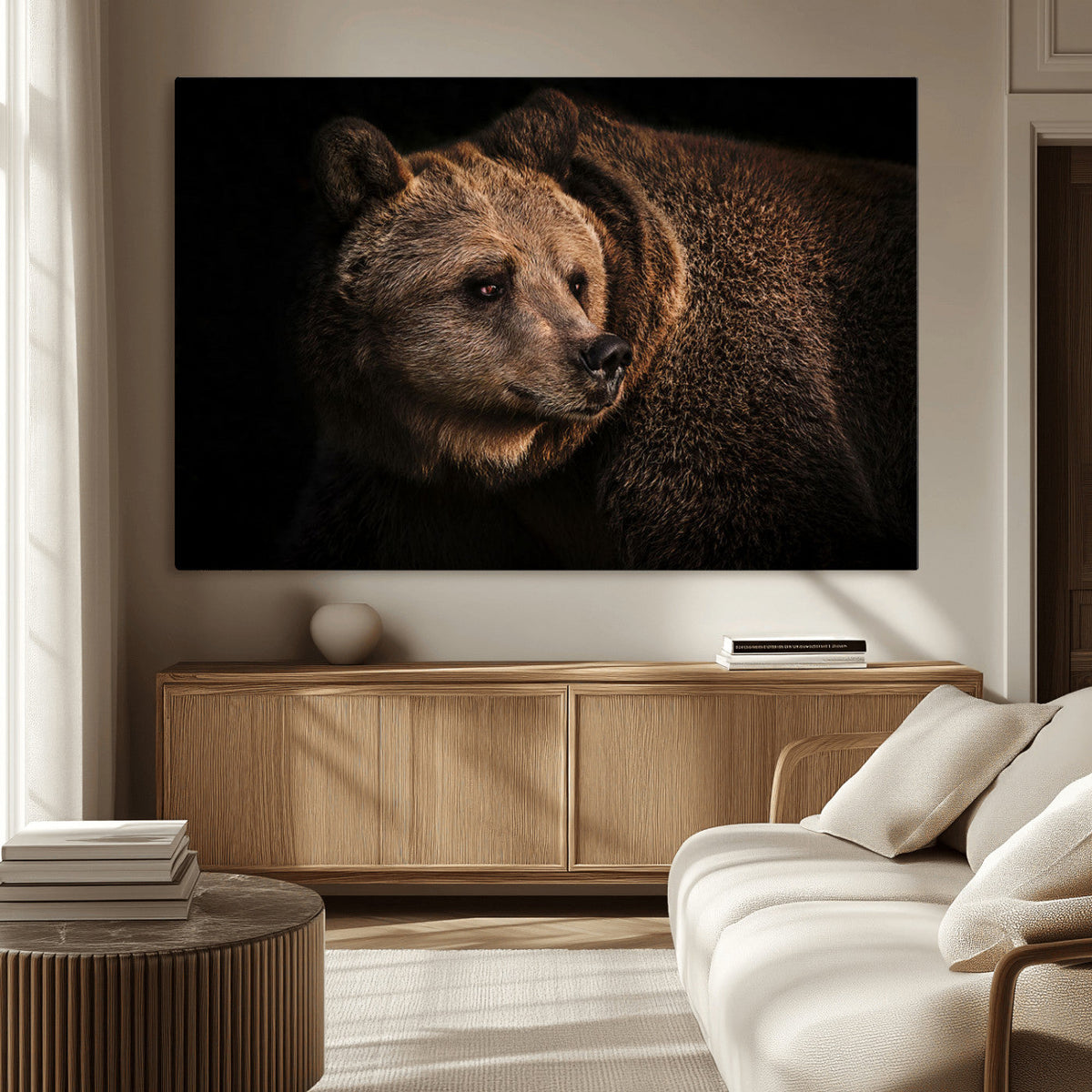 Wild Grizzly 399 Bear Canvas Wall Art Print, Bear Animal