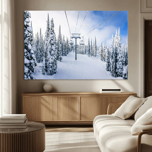 Winter Ski Lift Wall Art Print - Landscape Wall Art | Snowy