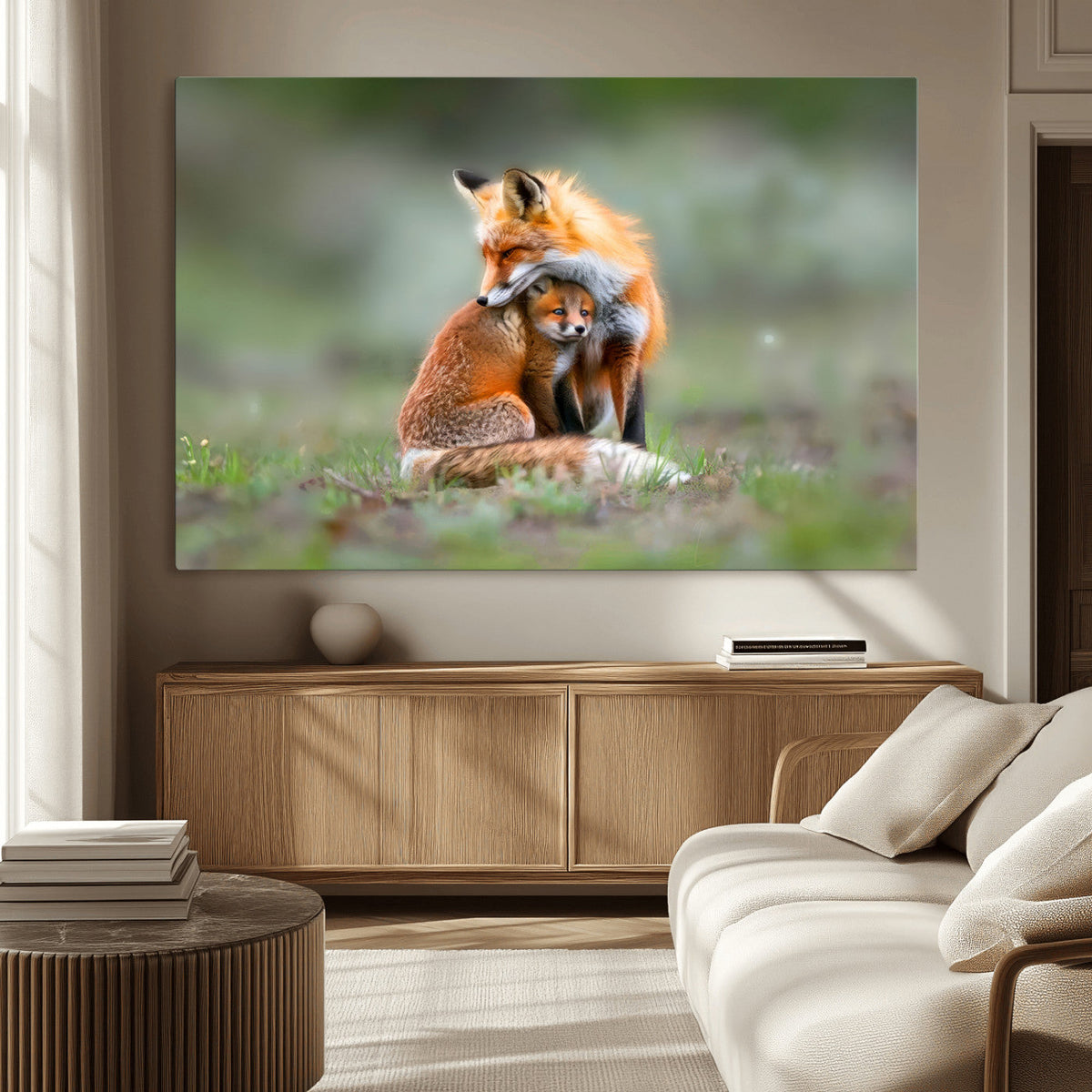 Heartwarming Fox and Baby Cub Wall Art | Ready to Hang