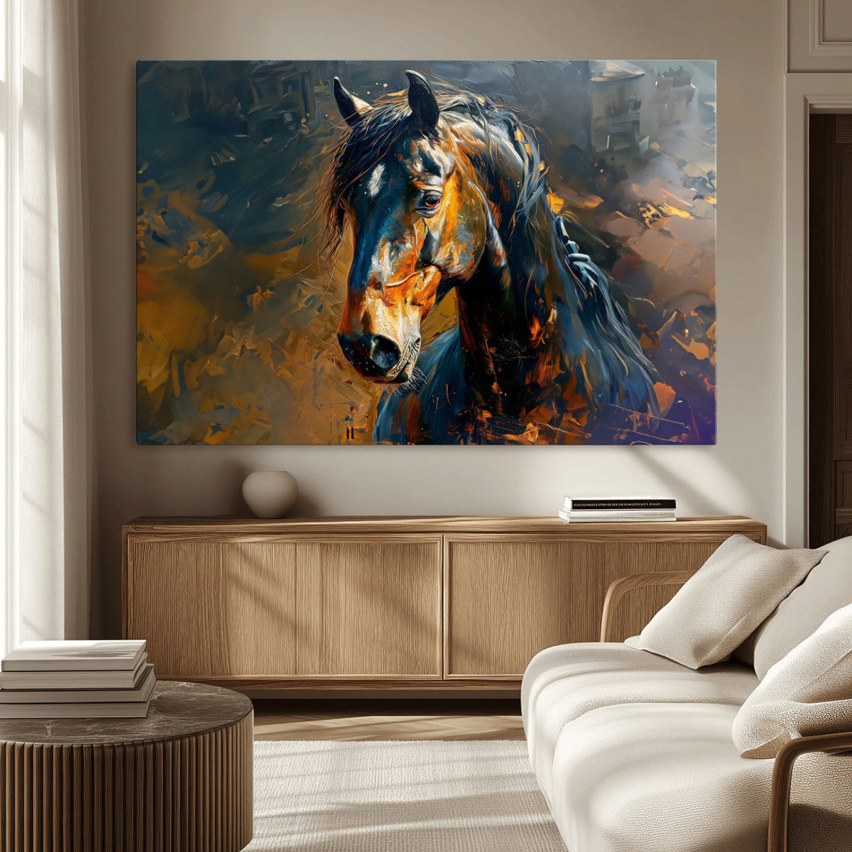 Abstract Horse Wall Art Canvas Print | Farmhouse Wall Decor