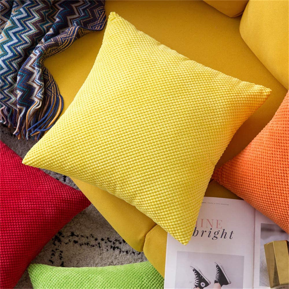 18''x18'' Textured Popcorn Weave Throw Pillow | 10 Colors – Cozy & Modern Solid Design | Couch & Bedroom Accent | Insert Included