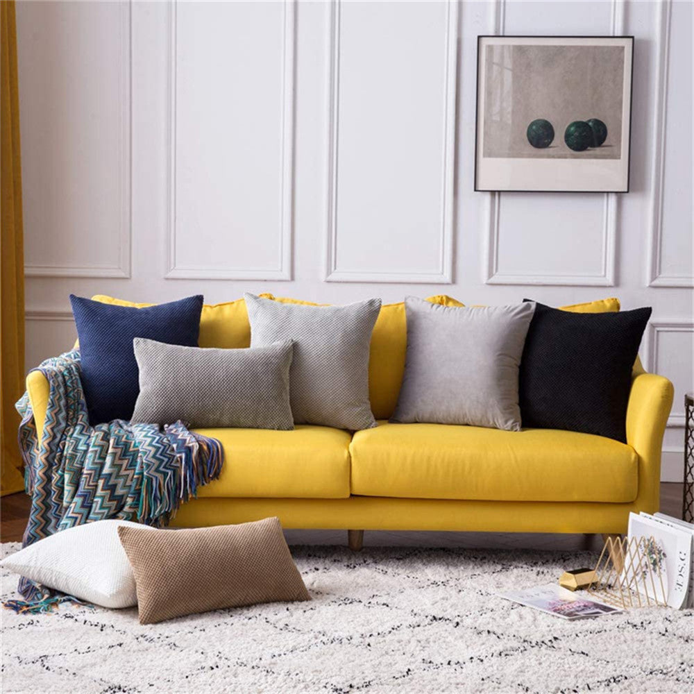 18''x18'' Textured Popcorn Weave Throw Pillow | 10 Colors – Cozy & Modern Solid Design | Couch & Bedroom Accent | Insert Included