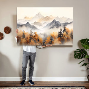 Abstract Mountain Wall Art | Misty Mountain Forest and