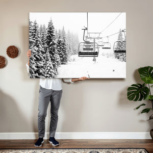 Ski Wall Art - Ski Lift Wall Art Canvas Print Snow Covered