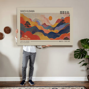 Yayoi Kusama Landscape Canvas Print, Vibrant Floral Mountain
