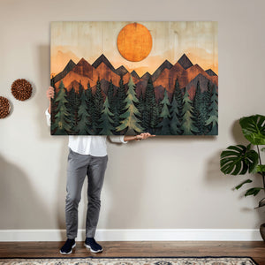 Sunset Mountain Landscape Canvas Wall Art Print - Nature