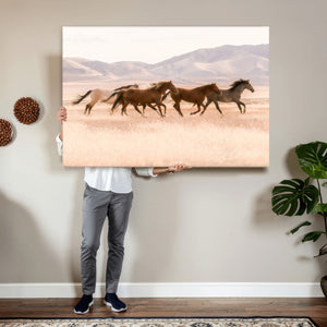Wild Horse Wall Art Canvas Print – Framed Rustic Western Art
