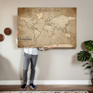 Personalized World Map Wall Art – Customizable Push Pin Map