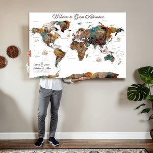 Customizable Framed World Map Canvas Print – Personalized