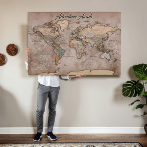 Custom Push Pin World Map Wall Art Canvas Print –