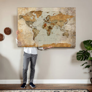 World Map Canvas Print – Detailed Map of the World Wall Art