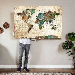 World Map Canvas Print – Framed Detailed Map of the World