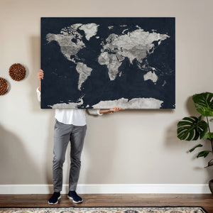 Colorful Watercolor World Map Canvas Print – Vibrant Framed