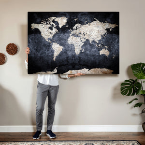 Vintage World Map Canvas Wall Art – Antique Triptych Map