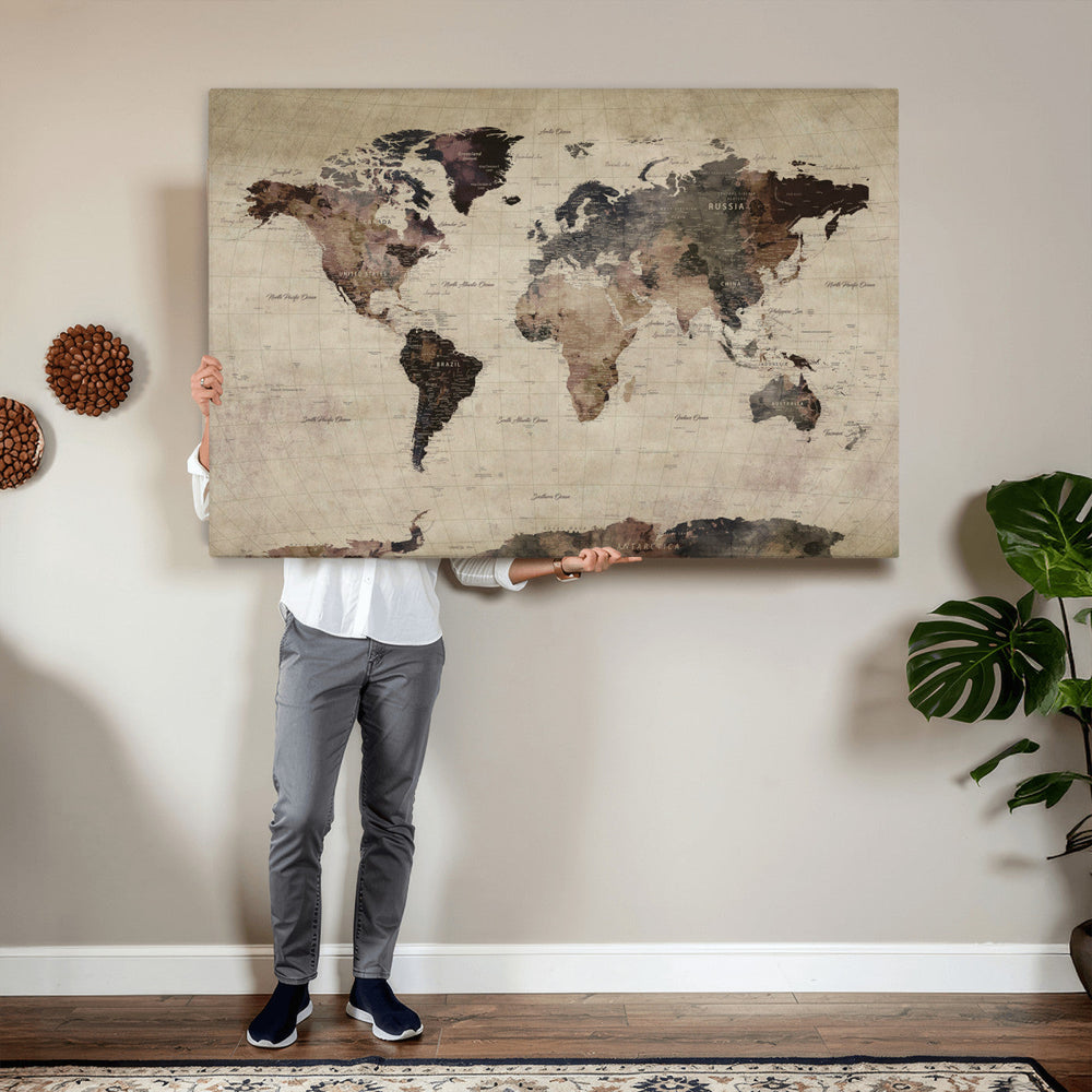 World Map Canvas Print – Detailed Map of the World Adventure