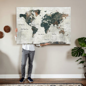 World Map Canvas Print – Framed Travel Map Wall Art for