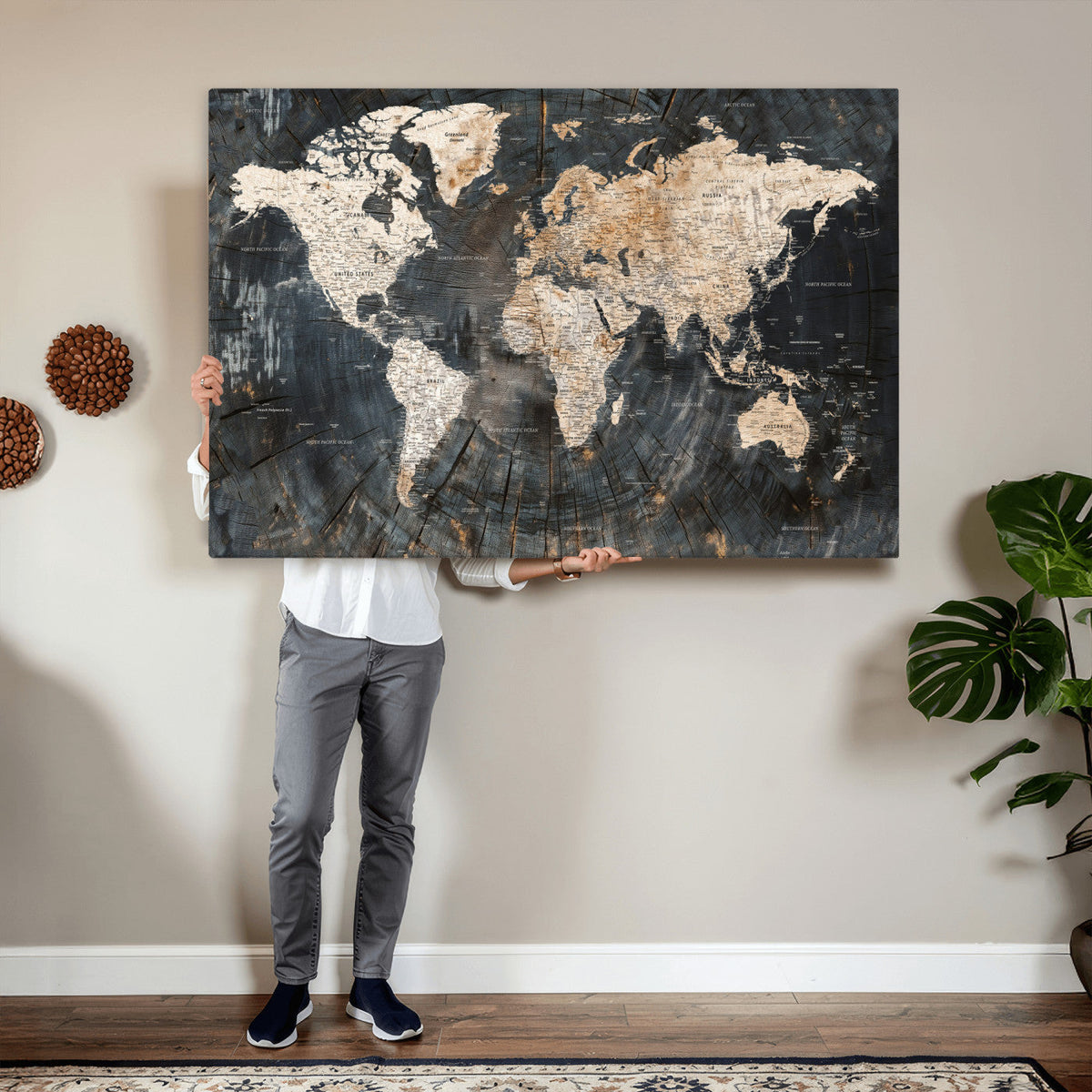 World Map Canvas Print – Detailed Map of the World Wall Art