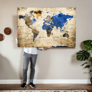 World Map Canvas Print – Colorful Abstract Travel Map,