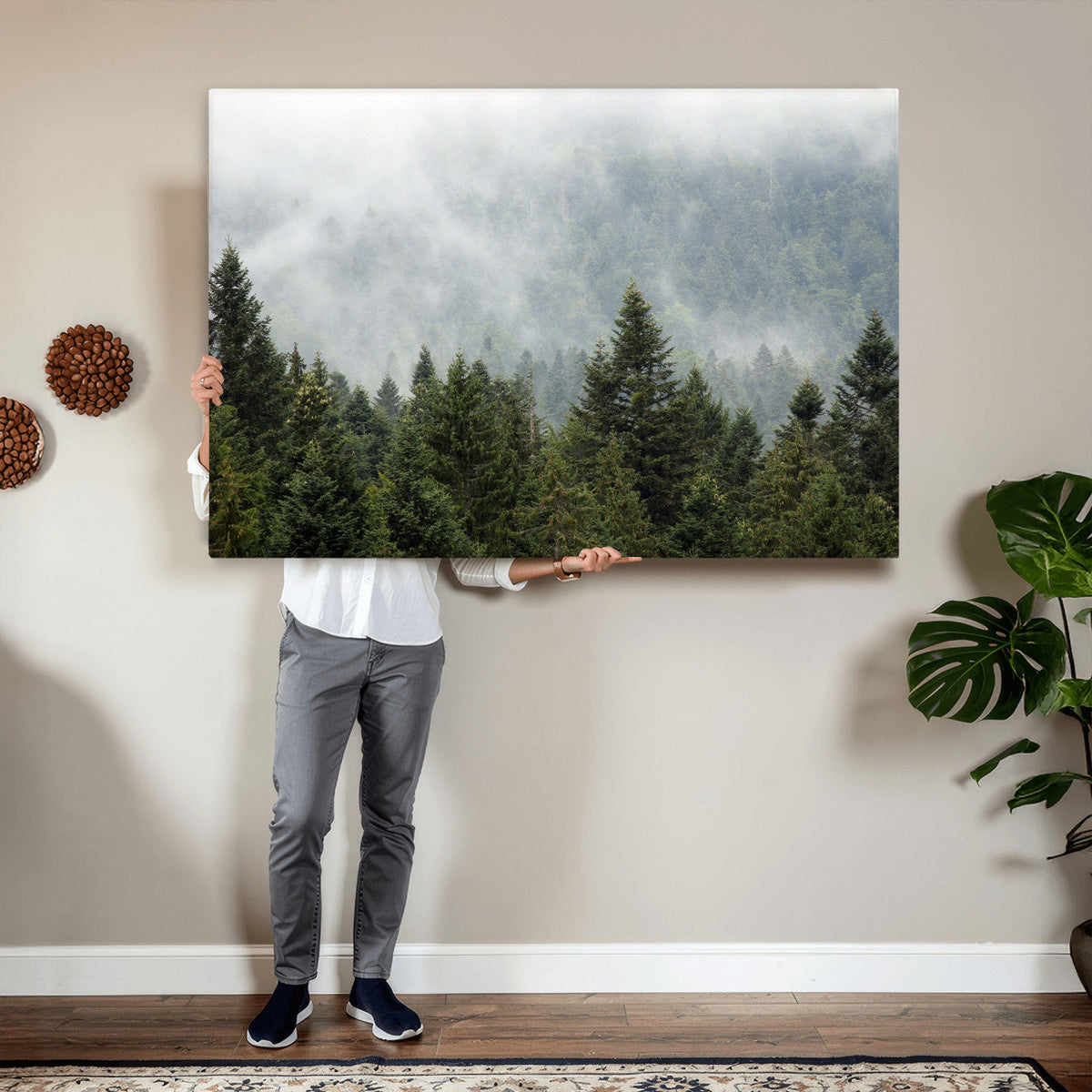 Misty Mountain Forest Wall Art Canvas Print