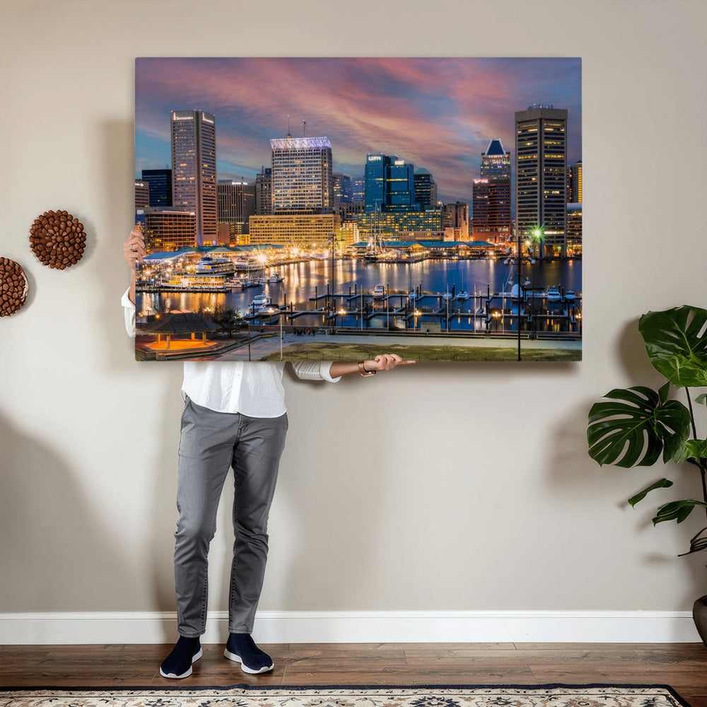Baltimore Skyline Wall Art Canvas Print, Baltimore Downtown