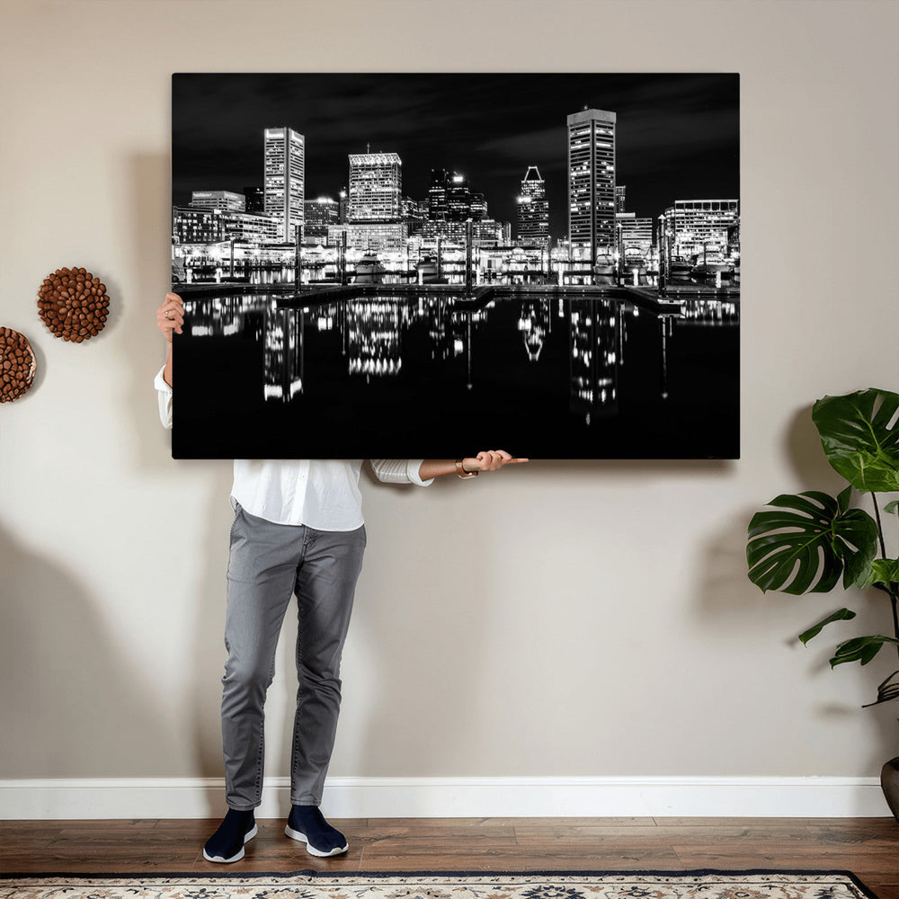 Baltimore Skyline Wall Art Canvas Print, Baltimore Downtown