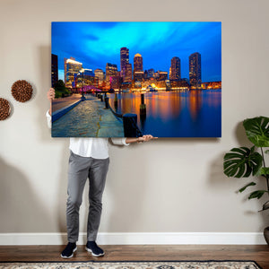 Boston Wall Art Canvas Print, Boston City Downtown Night