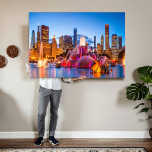 Chicago Wall Art Canvas Print, Chicago City Downtown Night