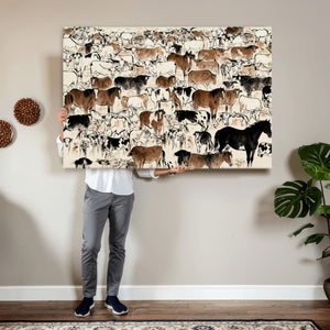 Farmhouse Animals Horse Longhorn Cow Wall Art Canvas Print -