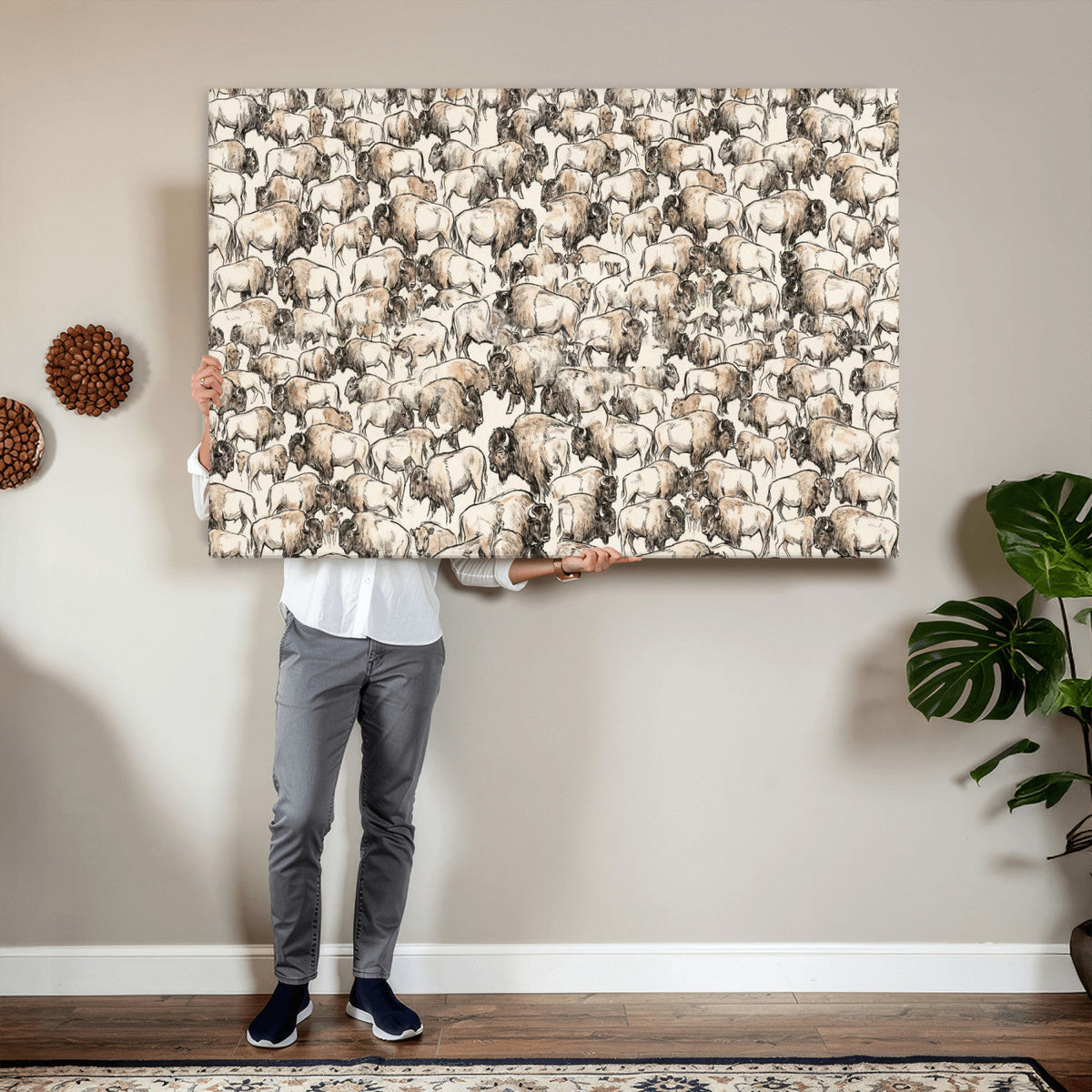 American Bison Canvas Print - Abstract Buffalo Wall Art