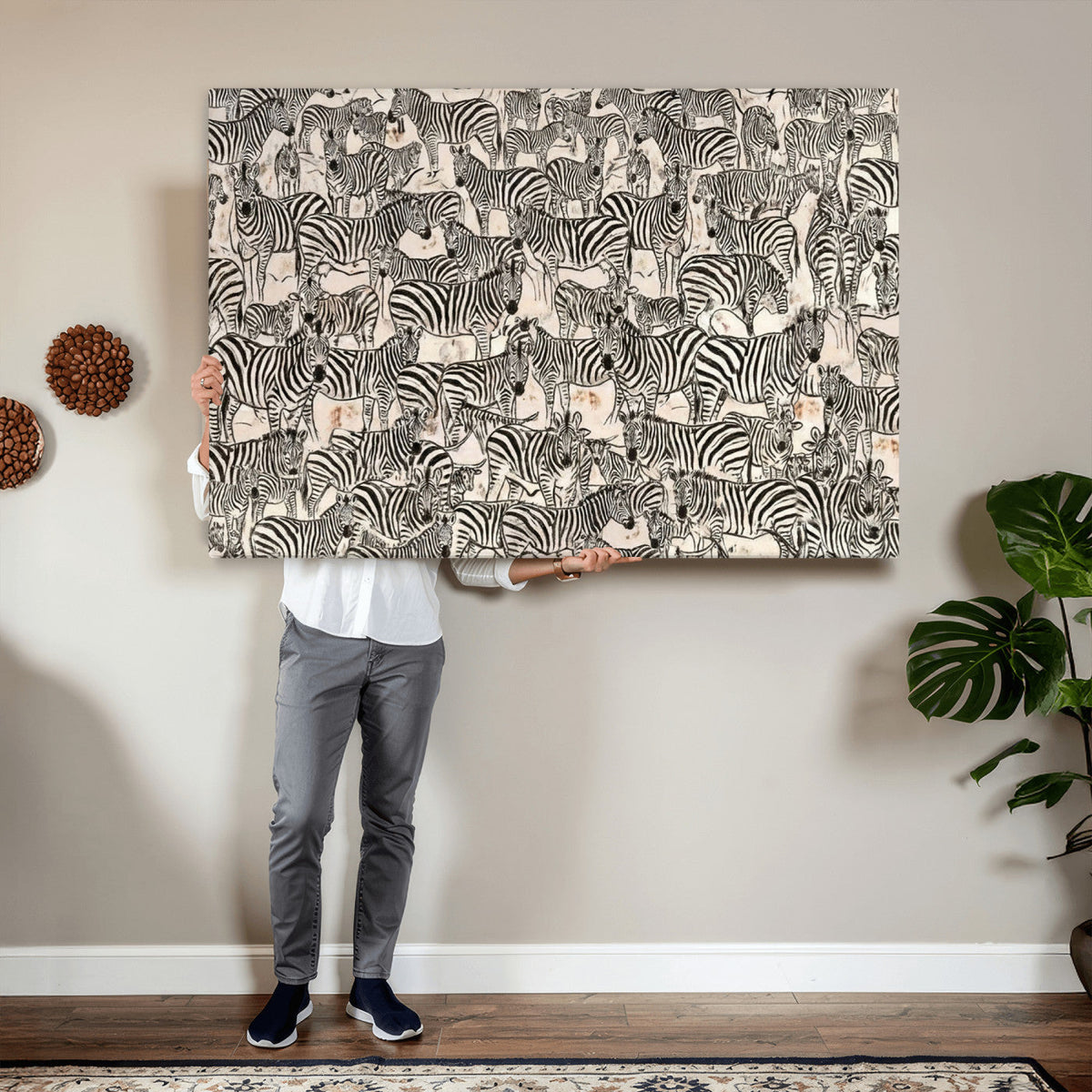 Abstract Zebra Wall Art Canvas Print for Farmhouse Decor