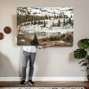 Snowy Mountain Landscape Wall Art Canvas Print, Alpine Pine