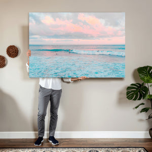 Ocean Wave Wall Art Canvas Print, Pastel Surf Seascape