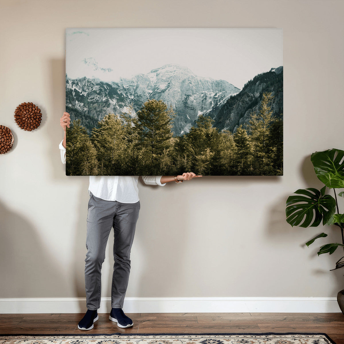 Mountain Forest Wall Art Canvas Print, Alpine Landscape