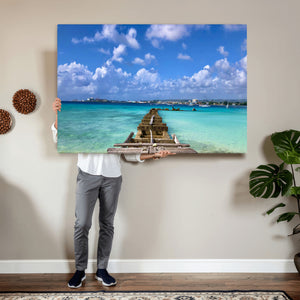 Caribbean Ocean Pier Seascape Wall Art Canvas Print,