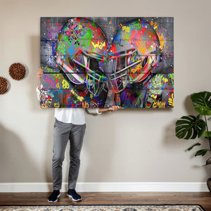 Graffiti Football Helmets Wall Art Canvas Print, Urban
