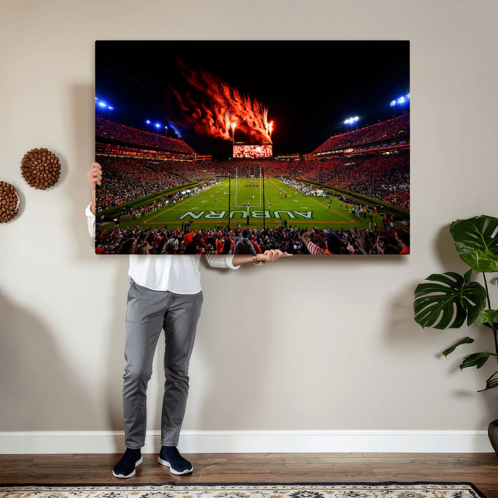 Auburn Stadium Wall Art Canvas Print, College Football Night