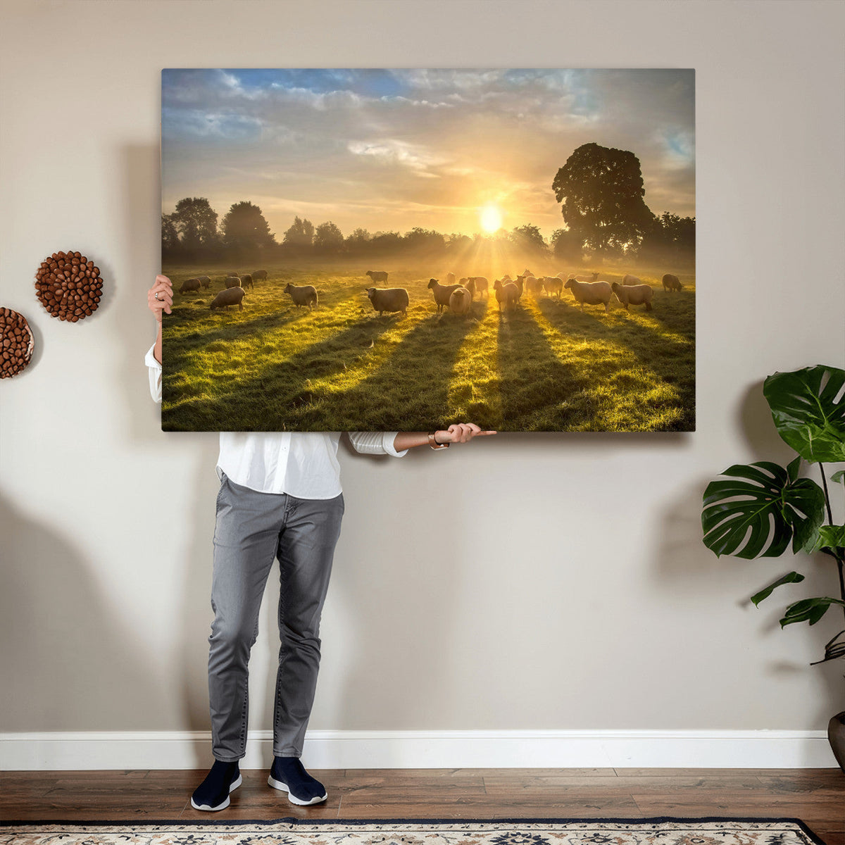 Sheep Wall Art Canvas Print – Rural Farm Animal Artwork
