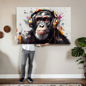 Dj Monkey Wall Art Canvas Print – Colorful Pop Art Banksy