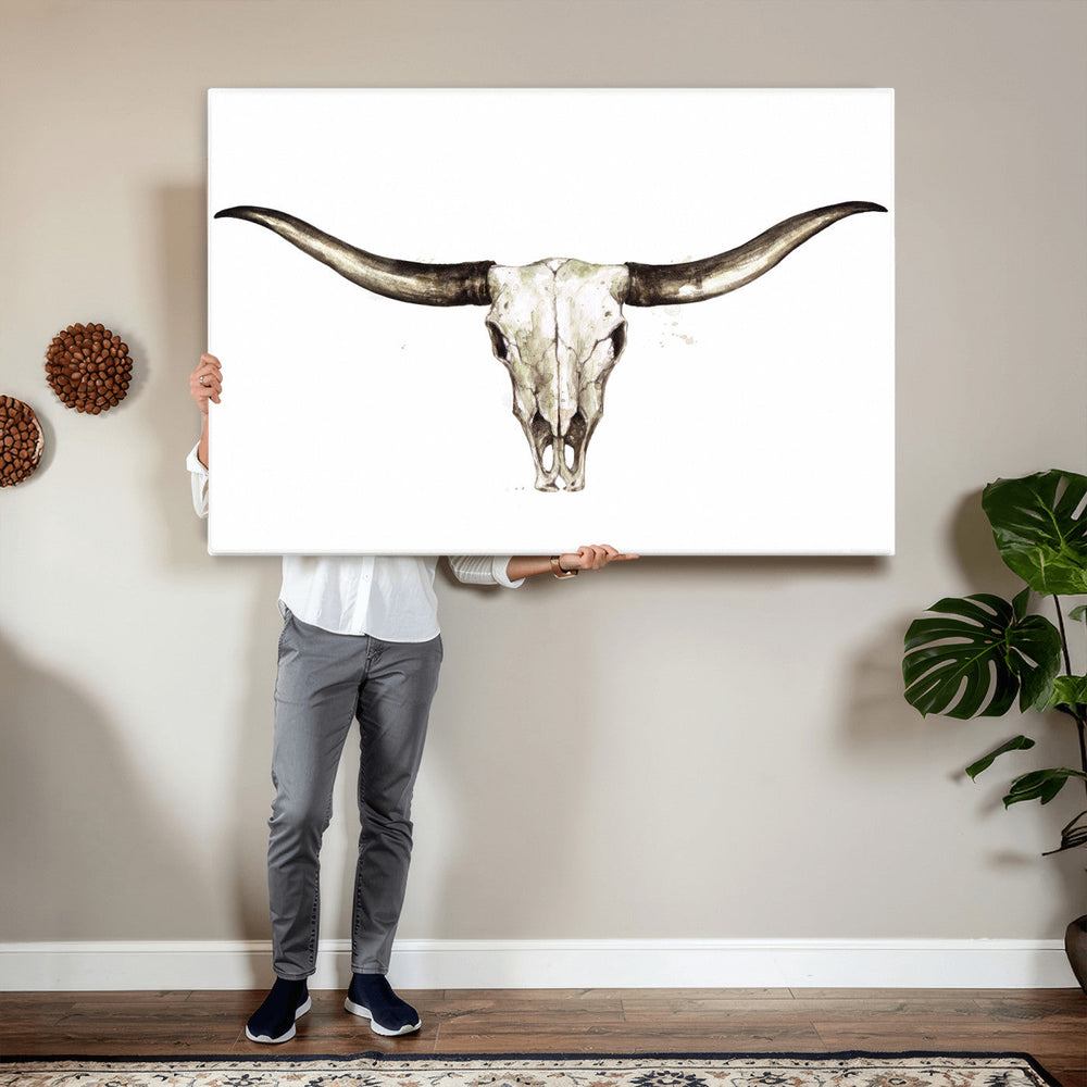 Longhorn Skull Wall Art Canvas Print – Rustic Western