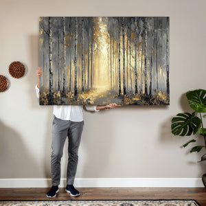 Abstract Birch Forest Wall Art Canvas Print – Modern Neutral