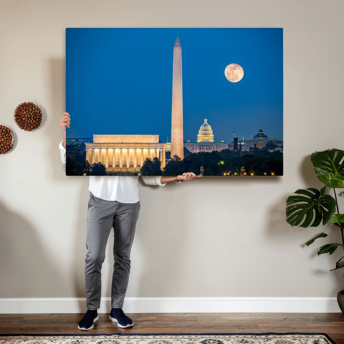Washington DC Skyline Wall Art Canvas Print – Lincoln