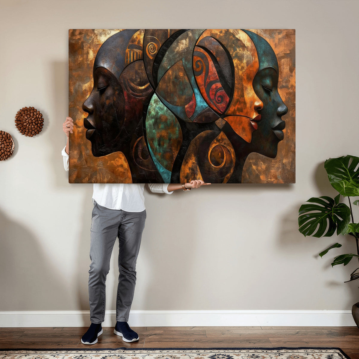 Abstract Afro American Women Wall Art Canvas Print