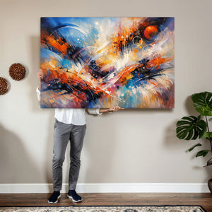 Lyrical Abstraction Wall Art Canvas Print, Orange Blue