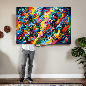 Geometric Abstract Wall Art Canvas Print, Bold Color