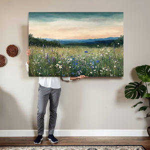 Wildflower Meadow Oil Painting Canvas — Daisy Lavender