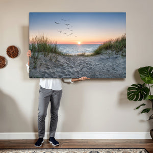 Sandy Dune Path Sunset Canvas Wall Art — Seagulls Beach