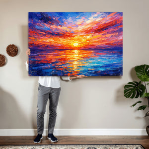 Colorful Knife Ocean Sunset Canvas — Orange Pink Teal