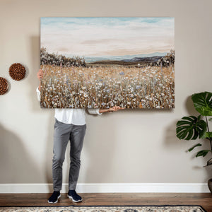 Neutral Wildflower Field Canvas Wall Art — Beige Earth Tone